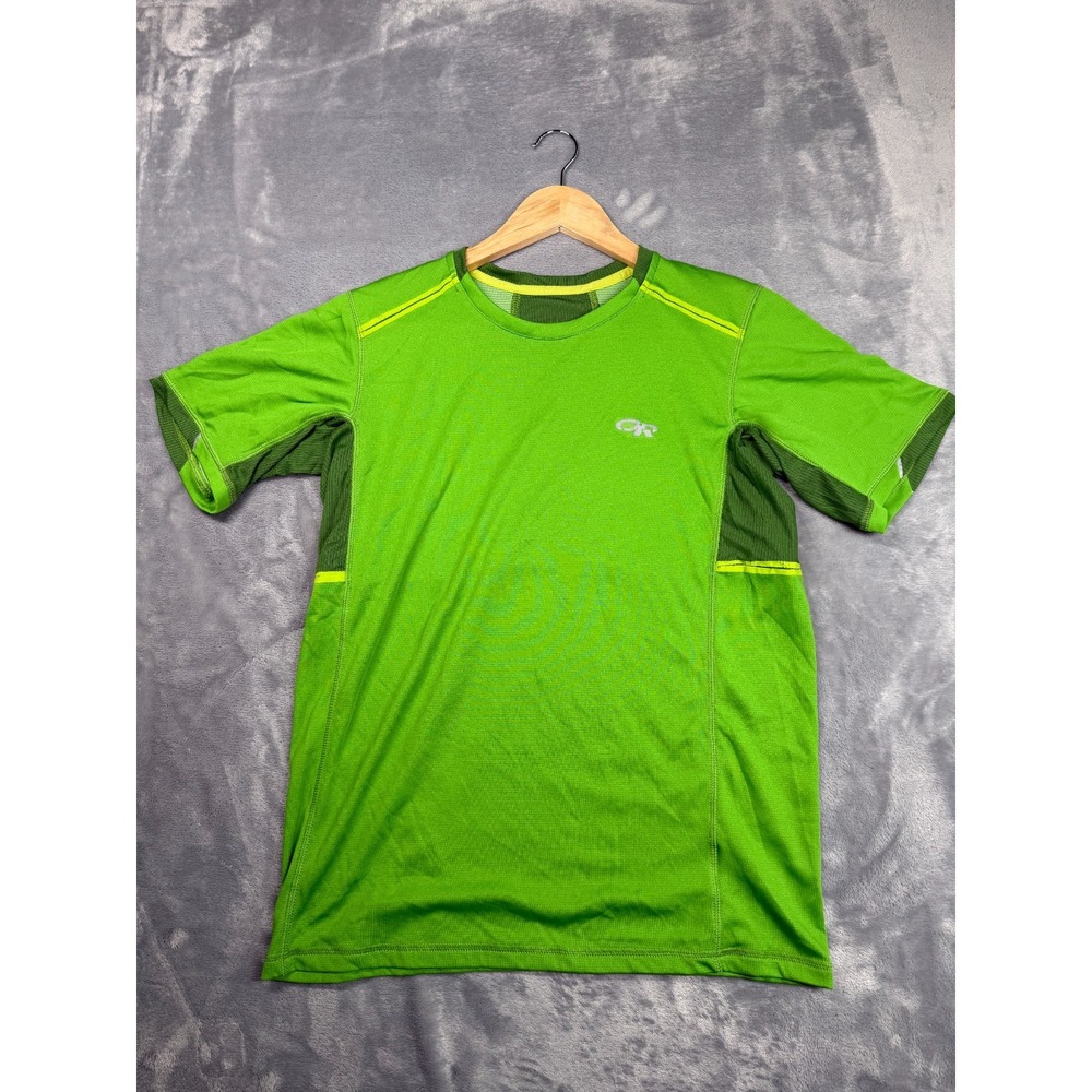 Outdoor Research Running Shirt Boys Small Green Sportswear Short Sleeve Pullover